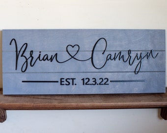 Wedding gifts personalized last name establish-anniversary-custom wood last name sign-wedding gifts personalized for couple-engagement gift