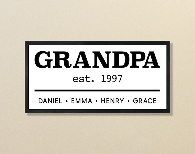 Personalized Grandpa sign with grandkids-Grandpa gifts from grandchildren-grandpa Christmas gifts from daughter-Grandpa gifts for Christmas