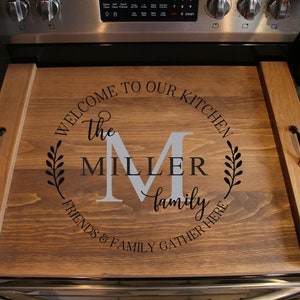 Wood Stove Top Cover for Gas Stove. Alder Noodle Board. Electric Stove Cover.  Glass Cooktop Burner Cover. Personalized Father's Day Gift 