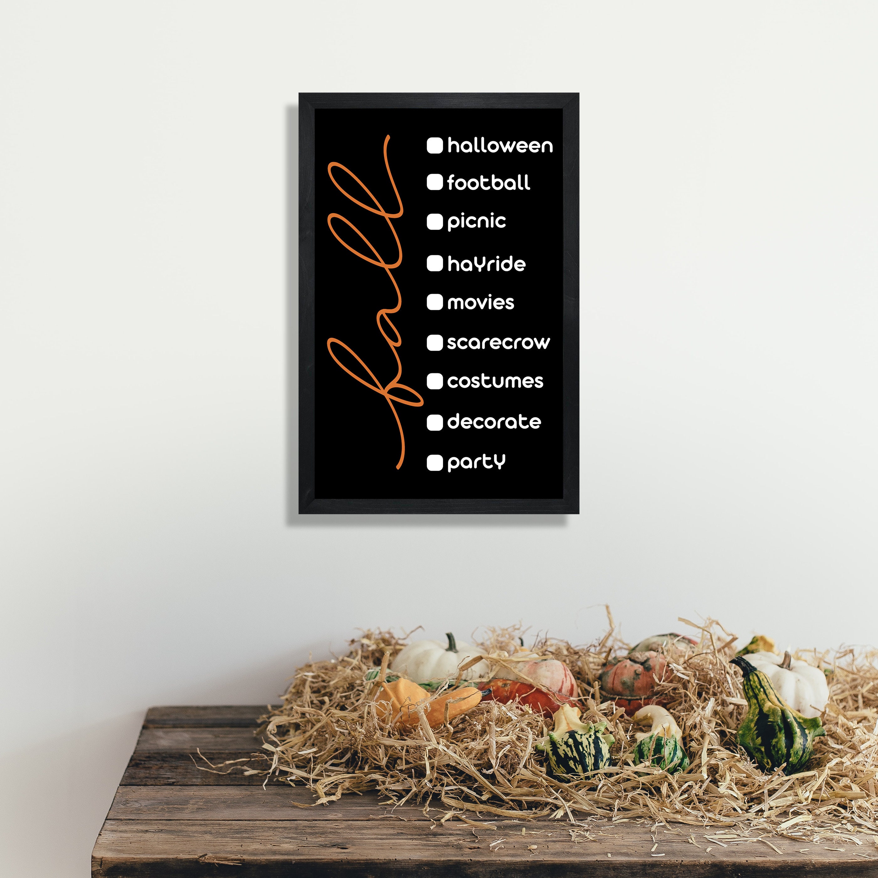 Fall wall decorfall bucket list signfarmhouse fall signswood signs
