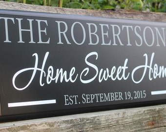 Home sweet home sign-home sign-housewarming gift-home sweet home wall art-wood sign-personalized family name home sweet home-new homeowners