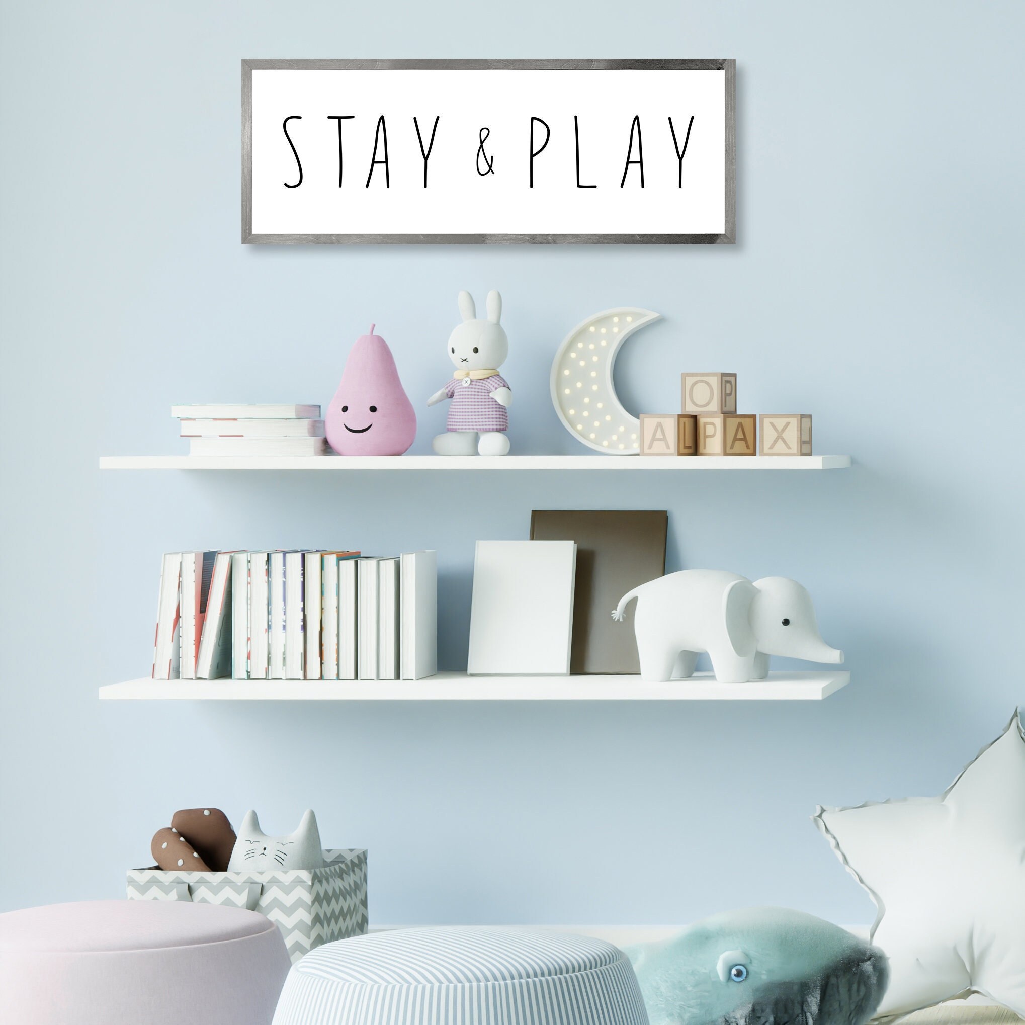 Stay Play wall art for kids room playroom sign playroom decor