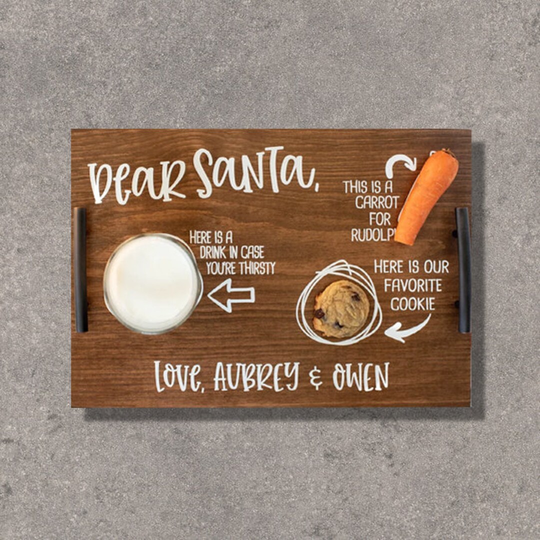 Santa Cookies and Milk Traypersonalized Santa Traymilk and Cookies Traydear Santa Tray