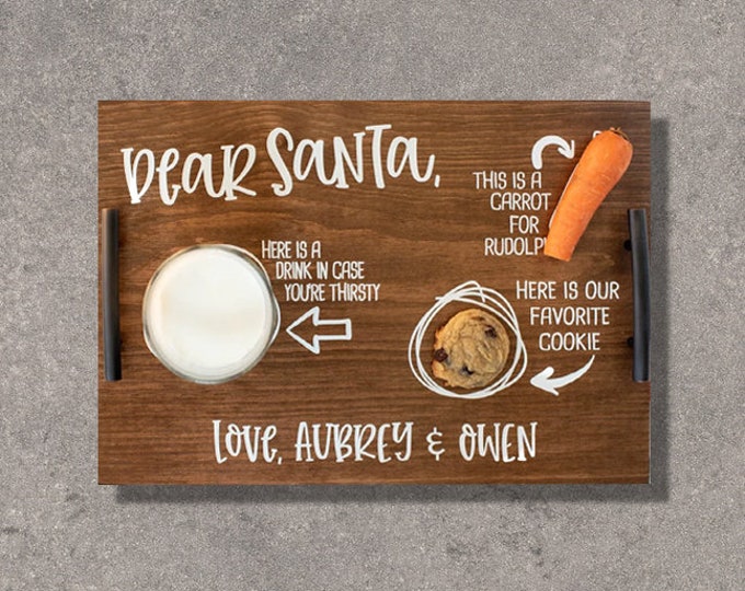 Santa cookies and milk tray-Personalized santa tray-milk and cookies tray-dear santa tray-cookies for santa-wood-milk for santa tray