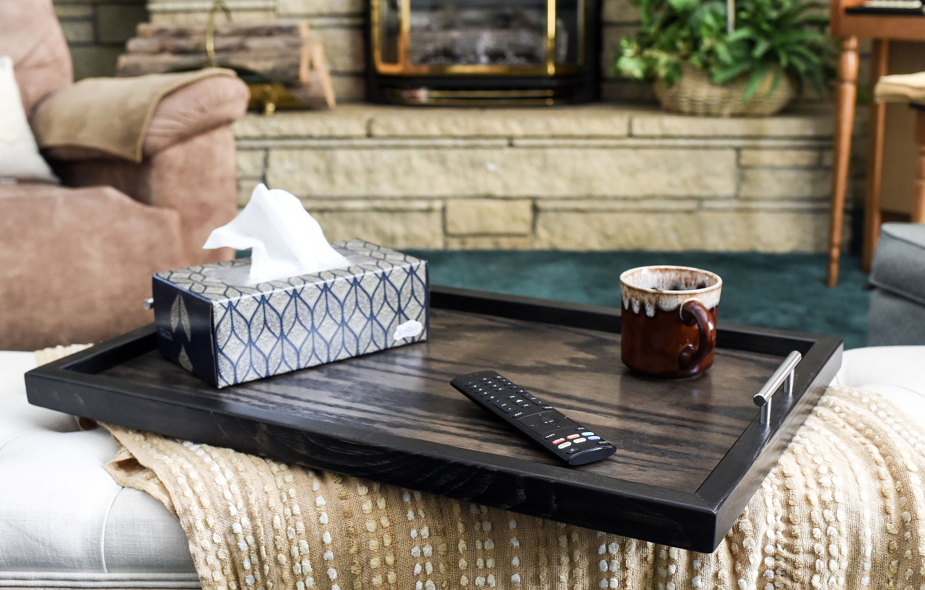 Ottoman tray with handles-coffee table tray-for ottoman-wood serving tray  with handles-farmhouse coffee table tray-rustic wood serving tray