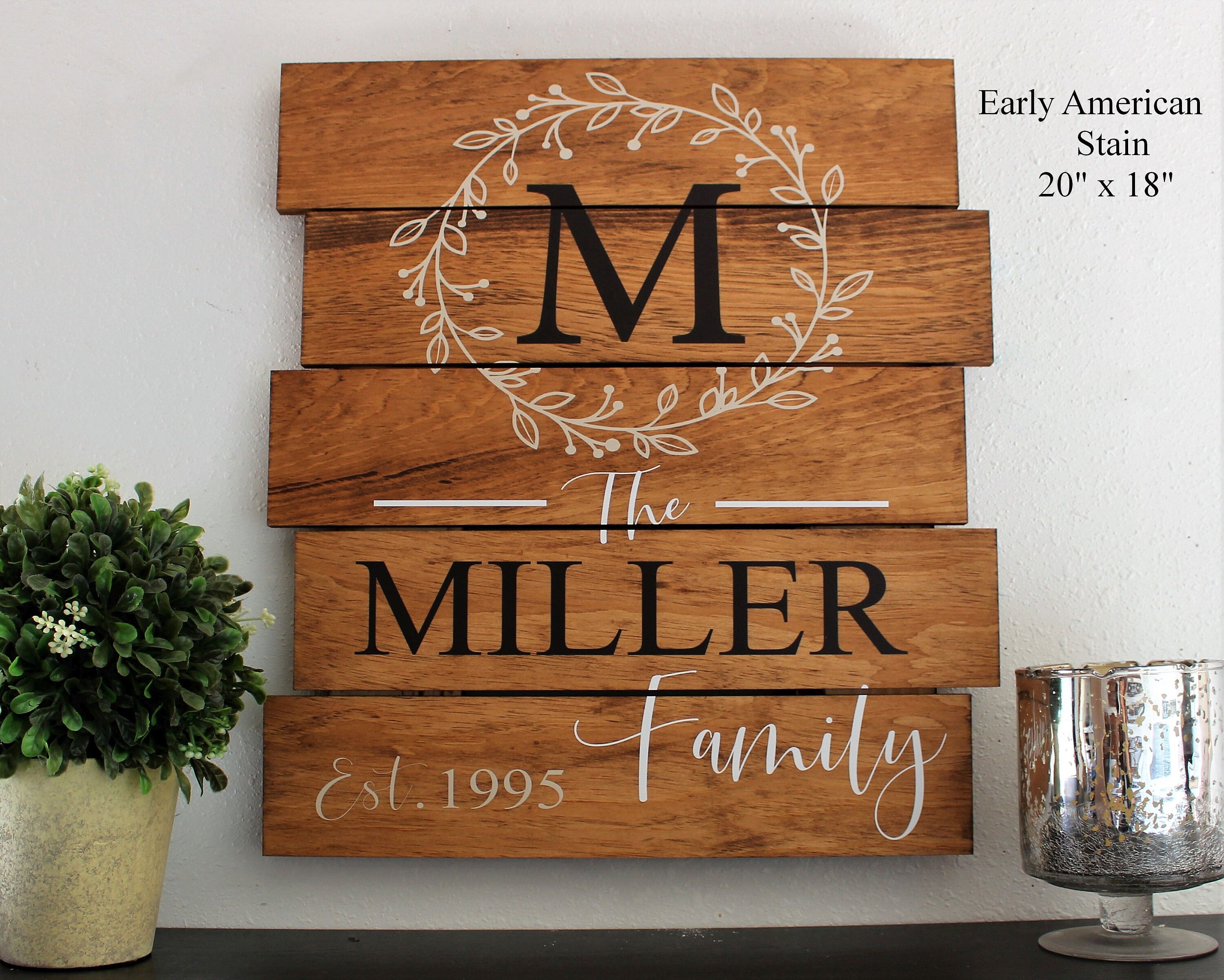 Family Monogram Wooden Sign Rustic Family Wooden Sign Gift Wood