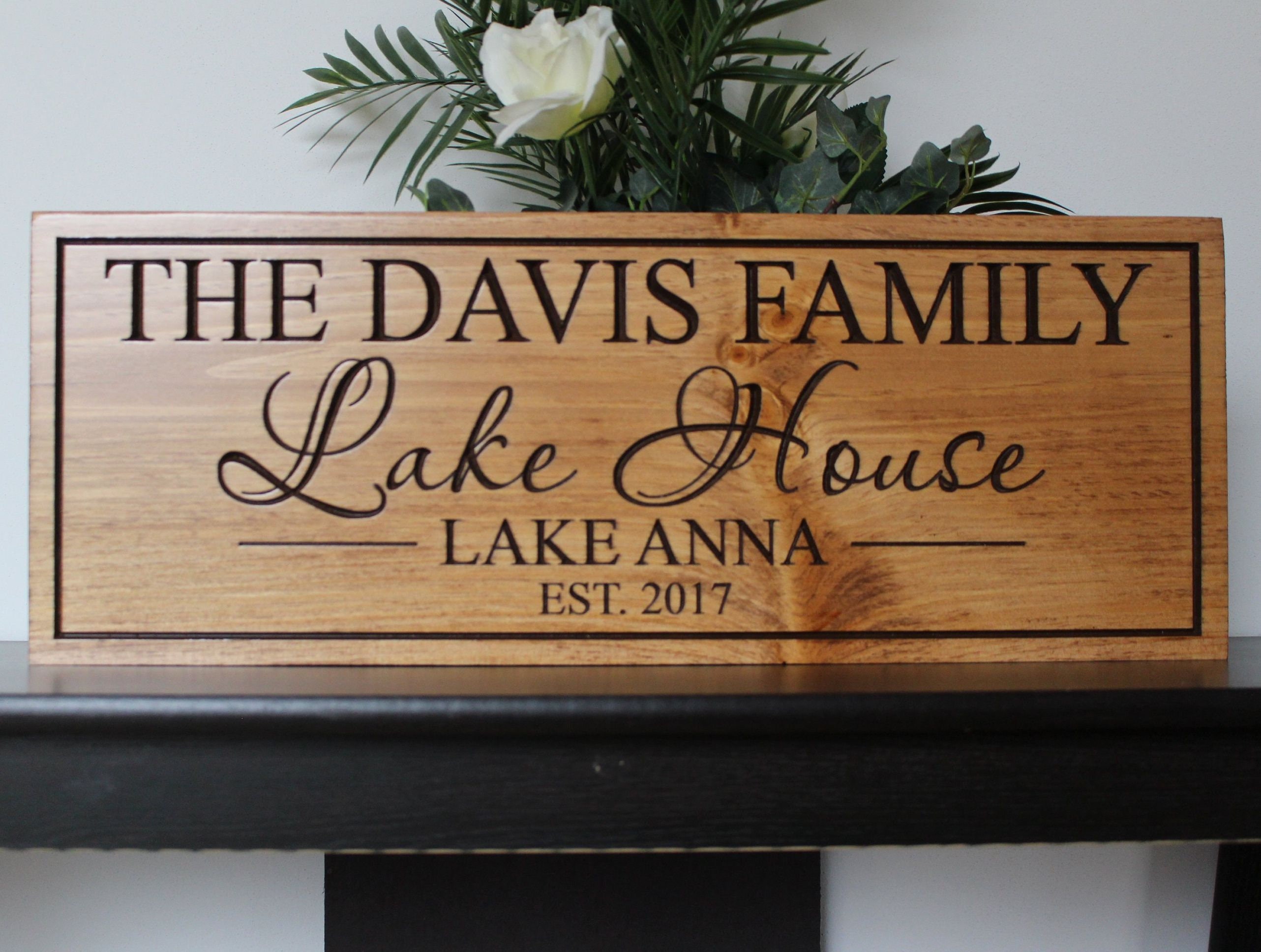Custom lake house signlake signslake house decorpersonalized lake house signsCARVED lake