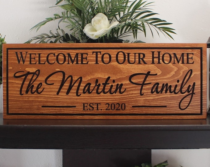 Welcome sign wood-personalized front door welcome sign-welcome to our home sign-welcome sign for front porch-personalized front door sign