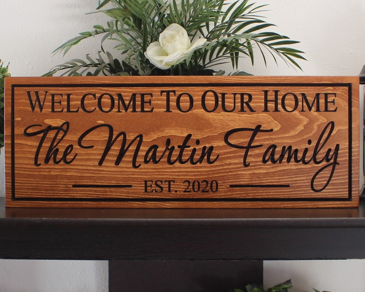 Neutral Welcome to Our Home Custom Family Personalized Name 