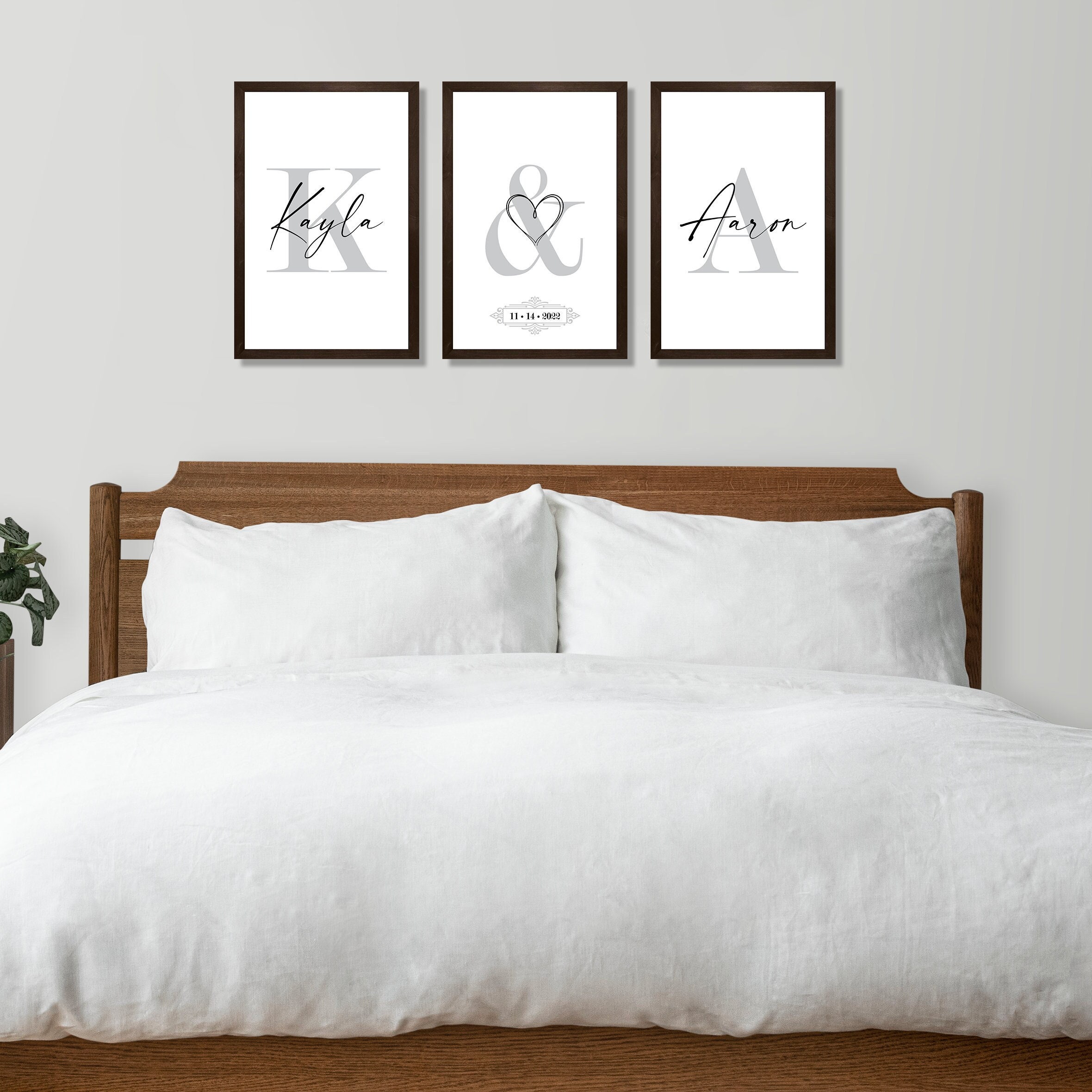 Master bedroom sign above bedcouple name sign above bedbedroom wall