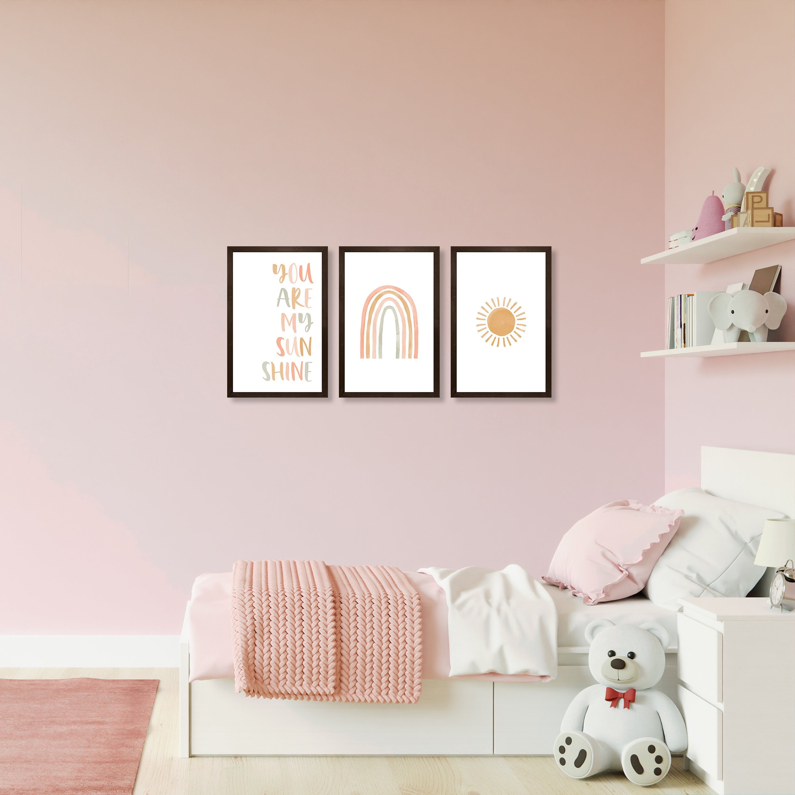 You are my sunshine signboho nursery wall decorset of 3girl room