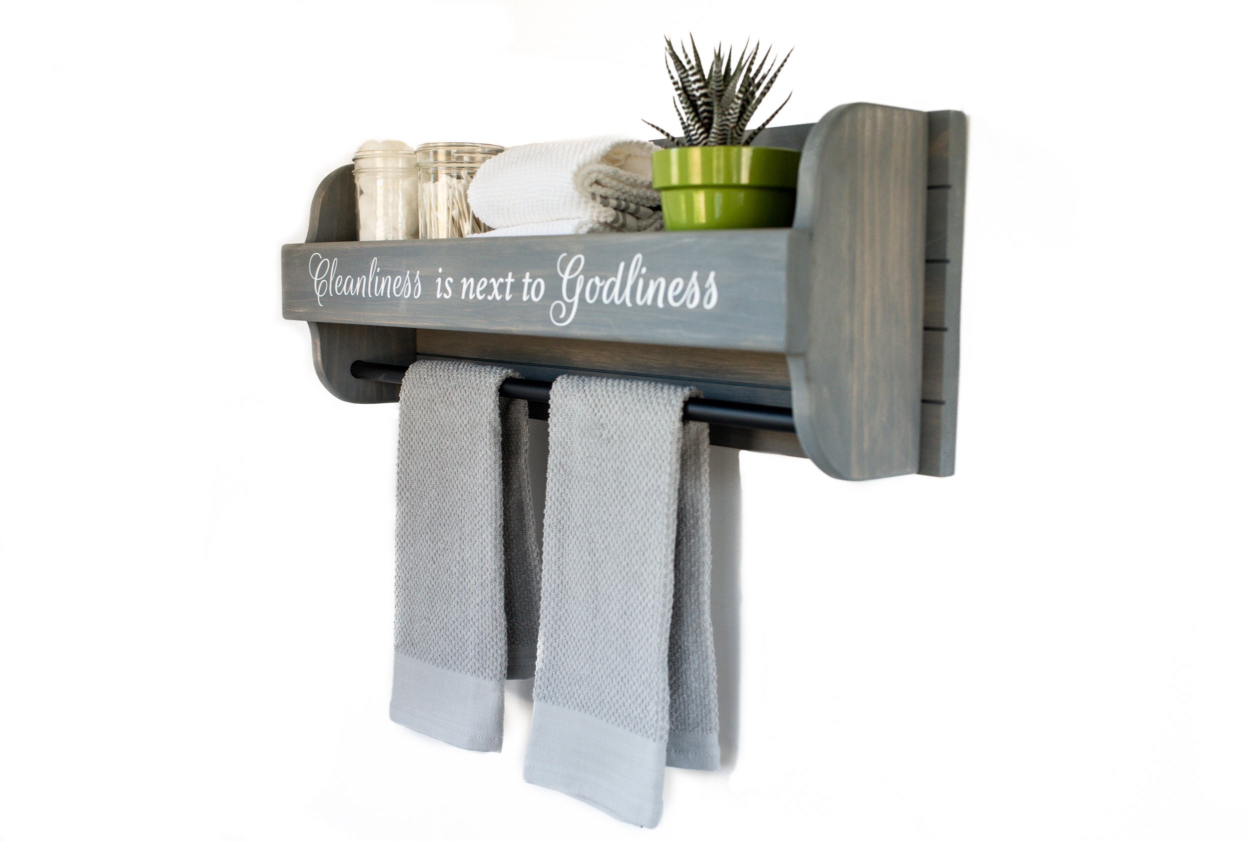 Bathroom Shelves Towel Rack with Bars Wall Mounted Farmhouse Towel