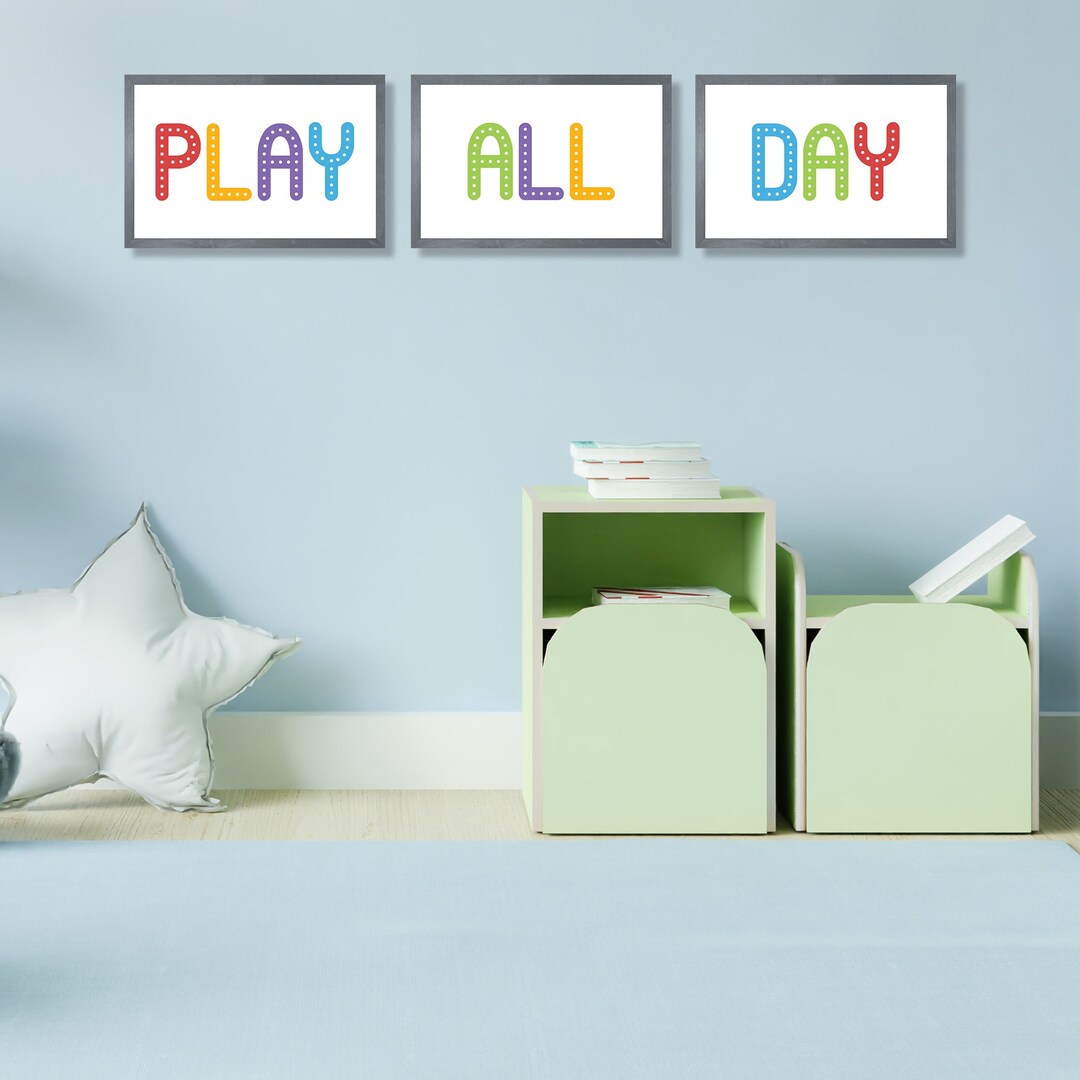 Kids Wall Art Framedplay All Day Wall Artchildrens Wall Artkid's