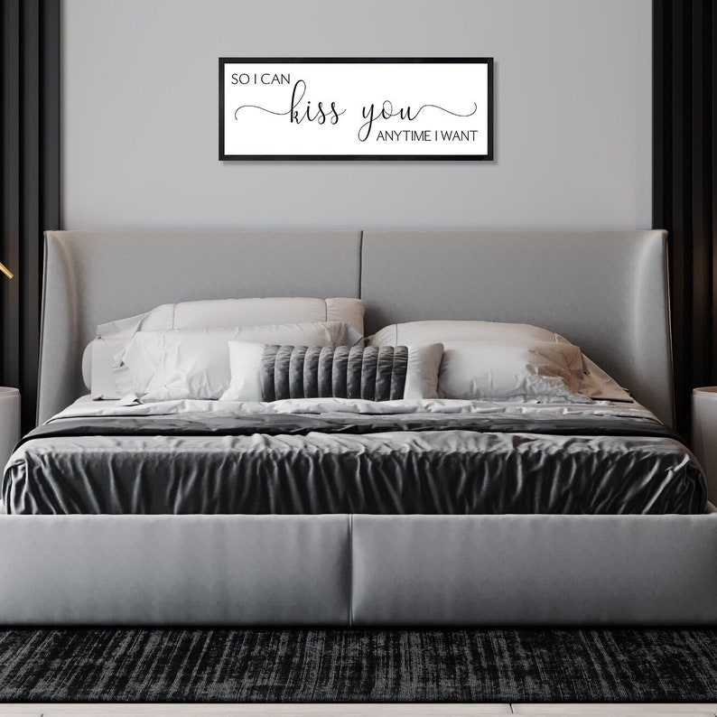 So I can kiss you anytime I want sign-master bedroom wall decor-over the bed-bridal shower gift-bedroom wood sign-for above bed-wedding gift image 2