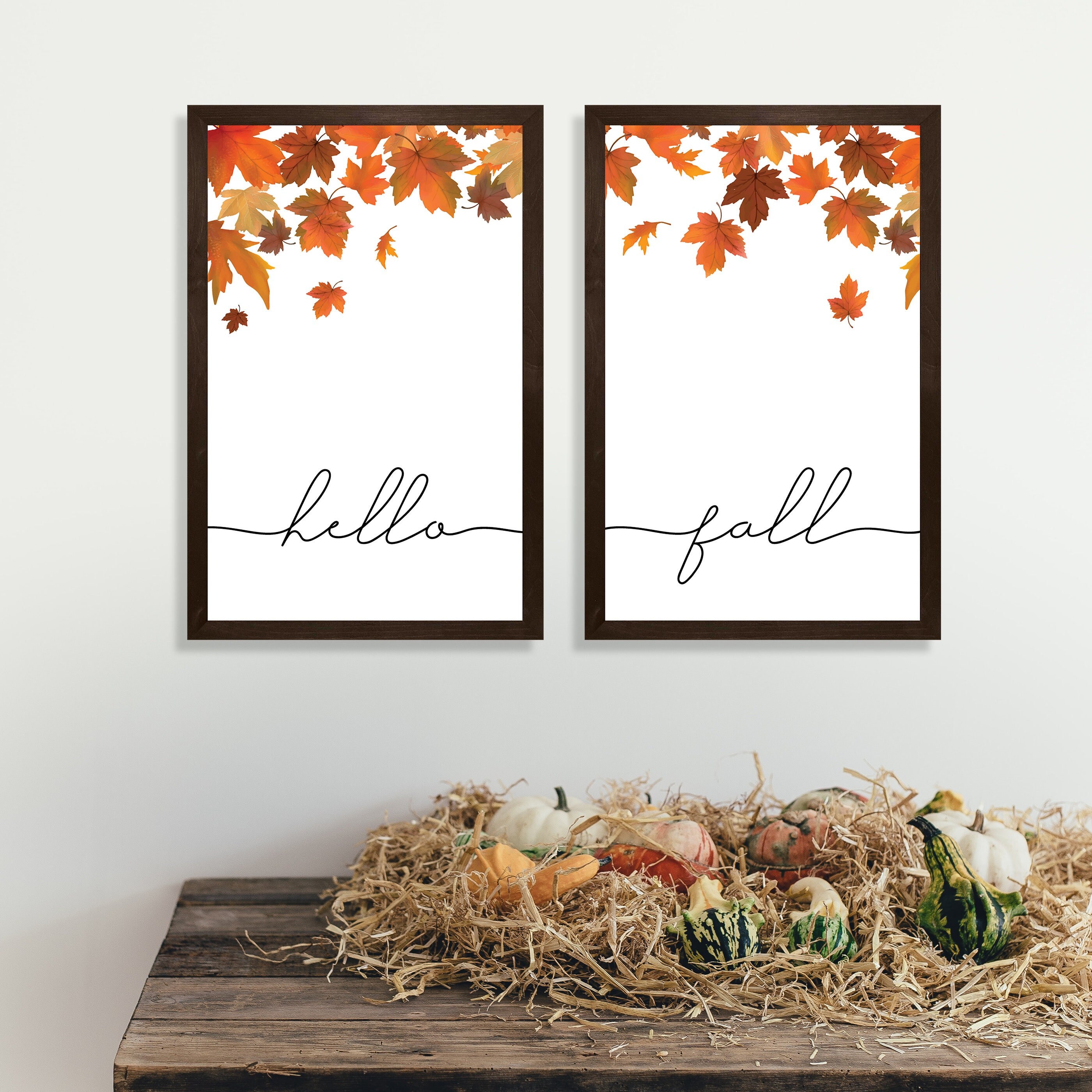 Hello Fall Wood Sign autumn Decor fall Home Decor set of 2 living
