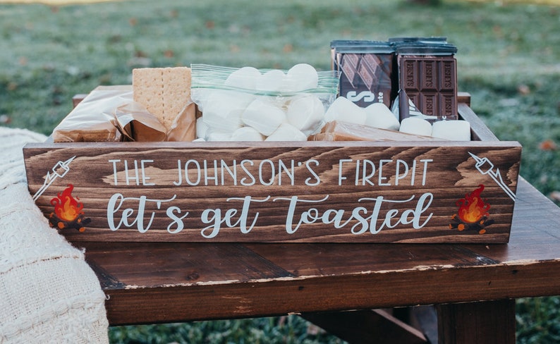 Personalized s'mores box-s'mores tray-s'mores bar station-s'mores station box-s'mores caddy-s'mores party decor image 1