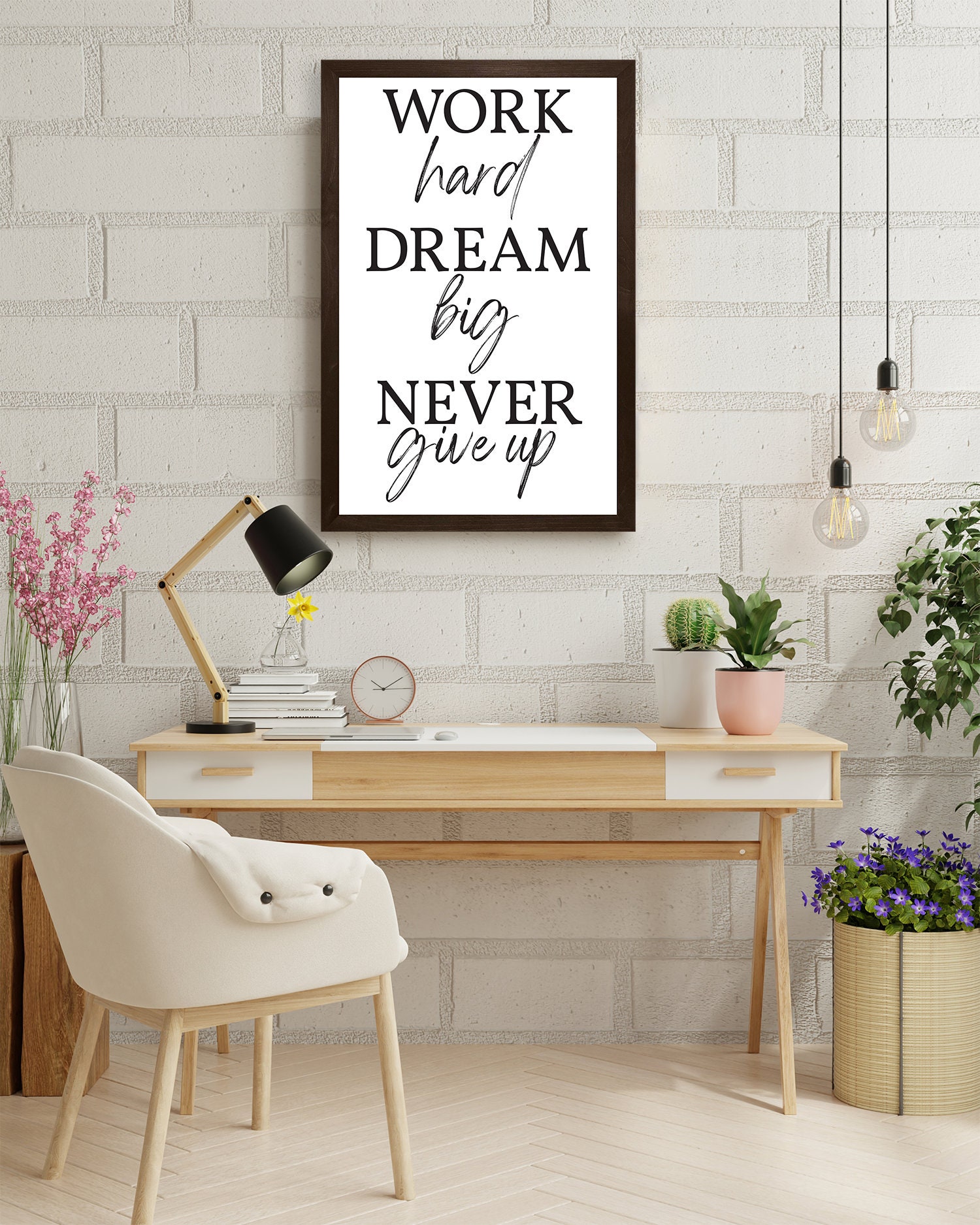 Work Hard Dream Big Wall Decor-Motivational Wall Art-Inspirational Quotes-Dorm  Room Wall Decor-Office Decor-Student Room Decor-College Gift