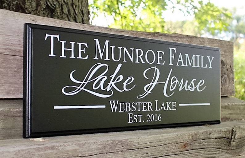 Personalized Lake House Sign-Lake House Decor wood lake sign-for lake house-wall sign-established lake house sign-custom lake house sign image 1