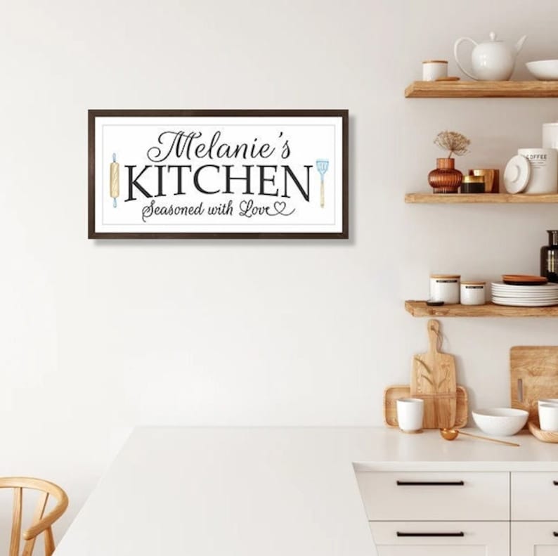 Personalized kitchen signs-gifts-decor-items-kitchen decor-art-gift for mom birthday-name sign-gift for cook-chef-custom kitchen sign Bild 1