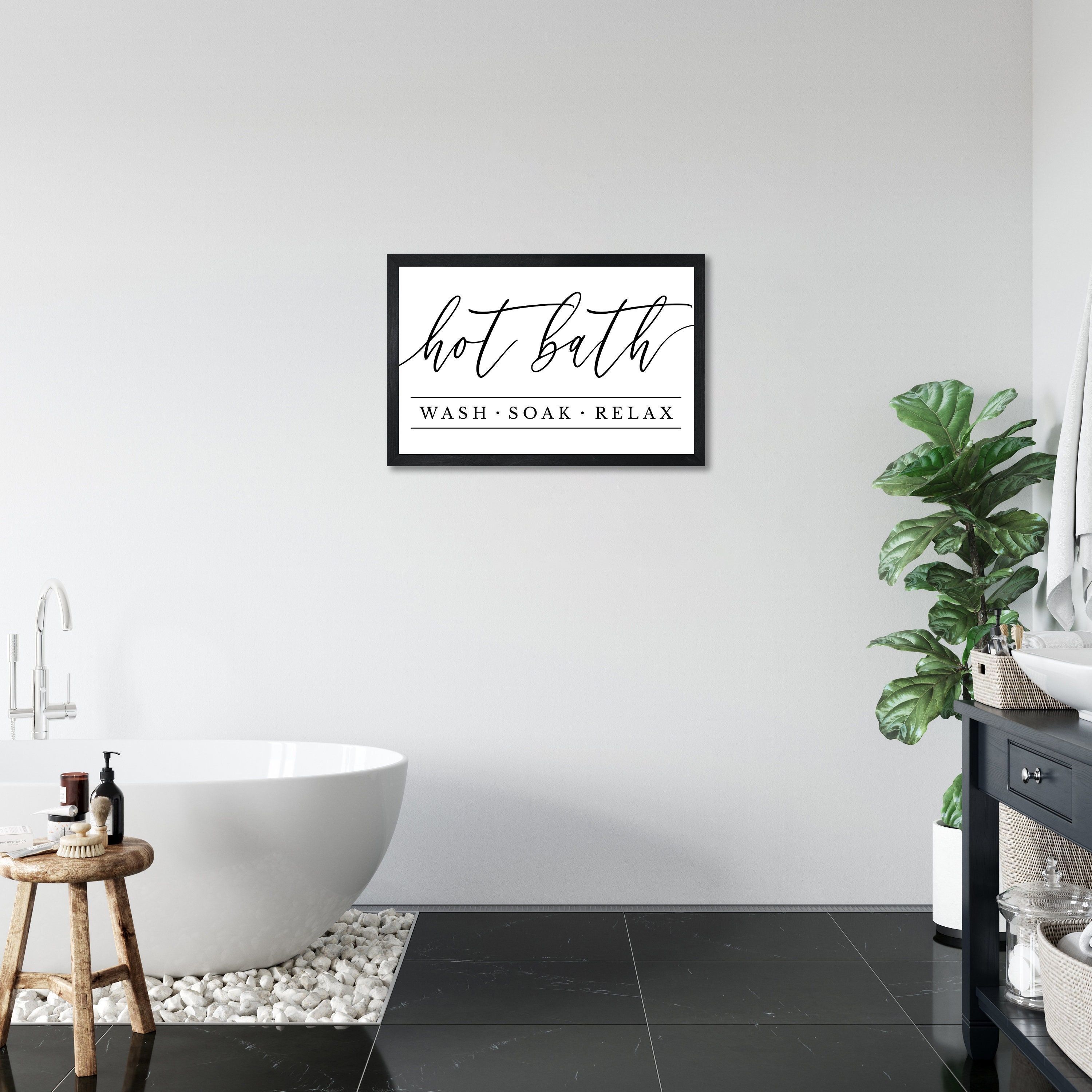 Hot bath signwash soak relax signbathroom wall artbathroom decor