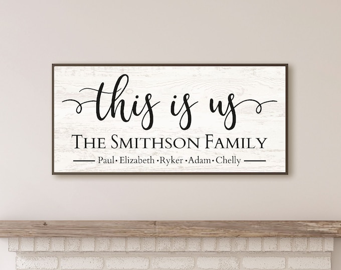 This is us wood sign personalized-sign for above couch-Family last name sign-family wall art-wood framed sign-wood family sign-housewarming