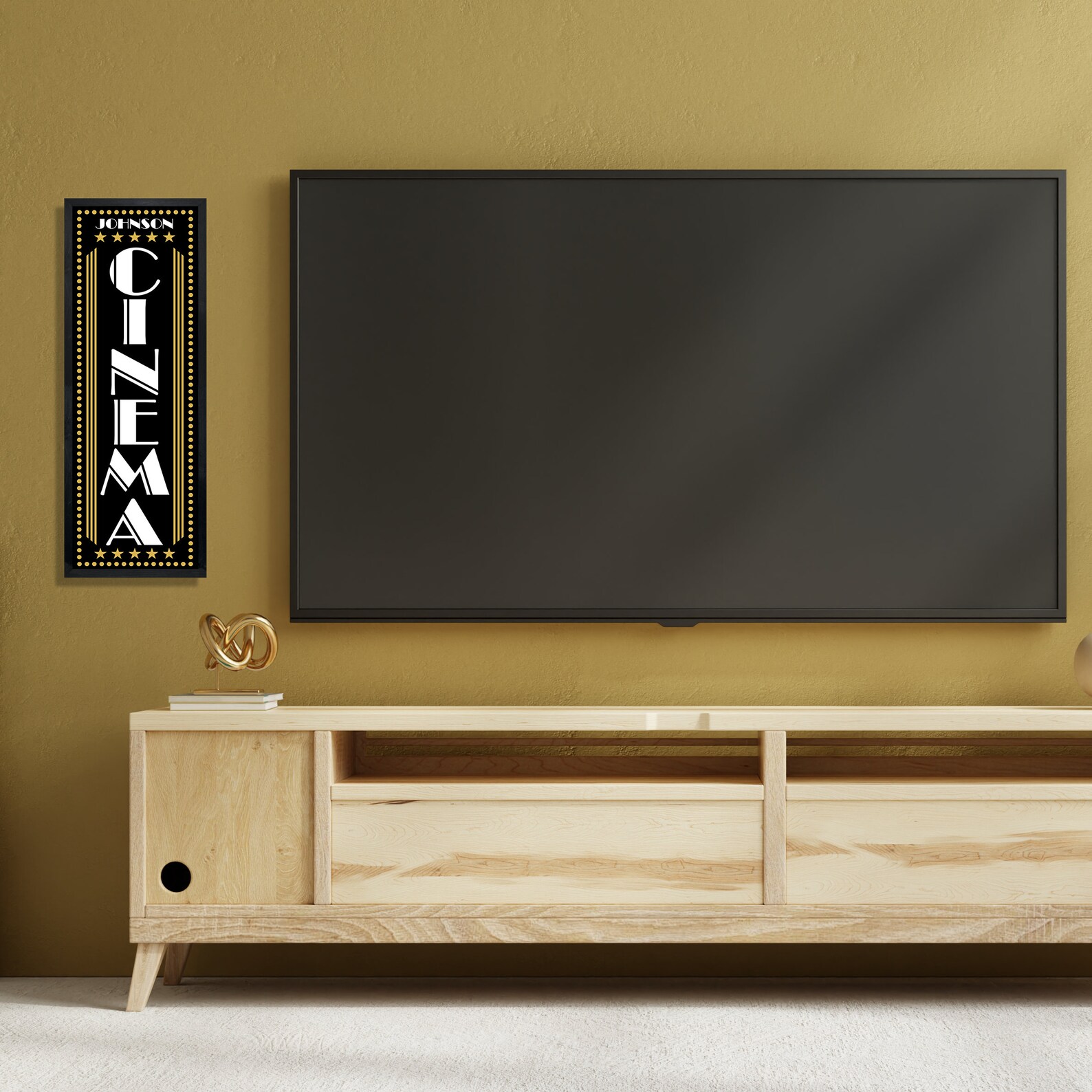 Tv Room Wall Decorpersonalized Family Cinema Wall Etsy