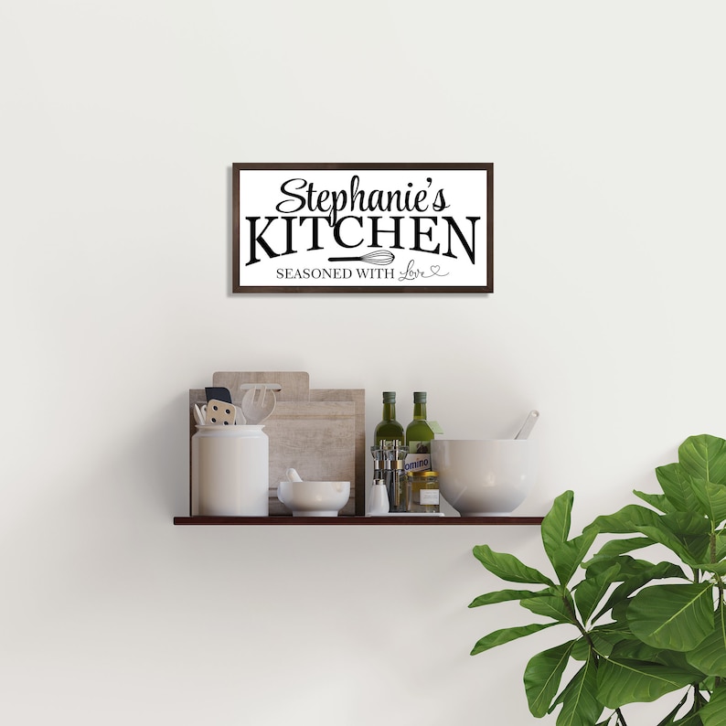 Kitchen sign-Kitchen decor-gifts-personalized kitchen sign-for kitchen wall decor art-customized kitchen sign-seasoned with love-moms image 2