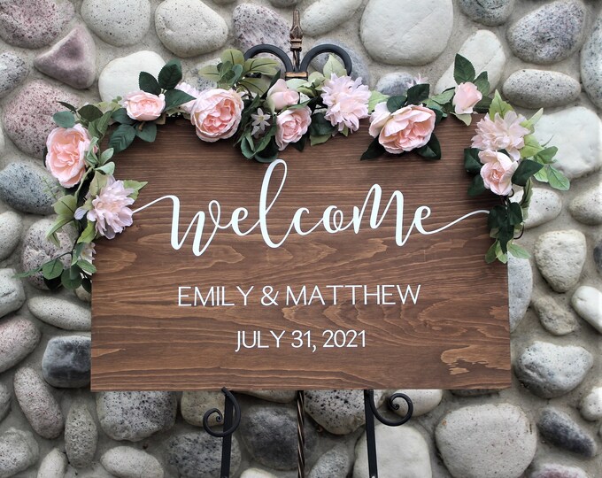 Wedding welcome sign-welcome to our wedding sign-for wedding entrance ceremony-wood-personalized sign for wedding-decor