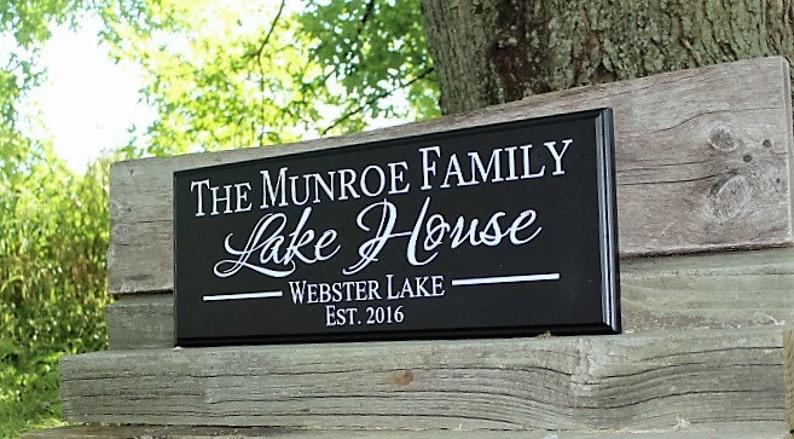 Personalized Lake House Sign-Lake House Decor wood lake sign-for lake house-wall sign-established lake house sign-custom lake house sign image 2