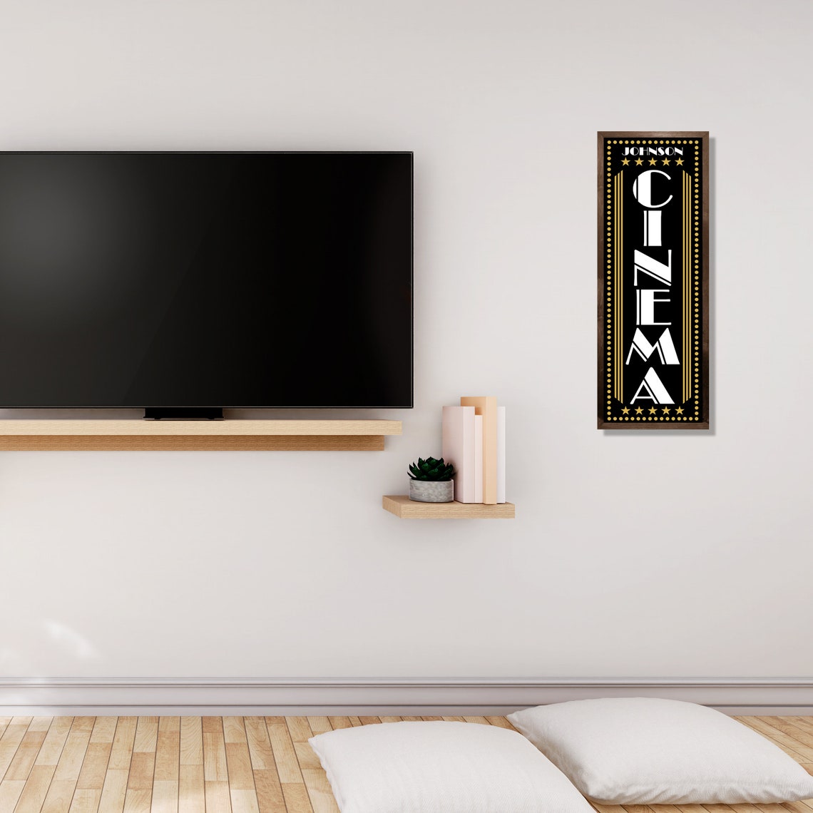 Tv Room Wall Decorpersonalized Family Cinema Wall Etsy