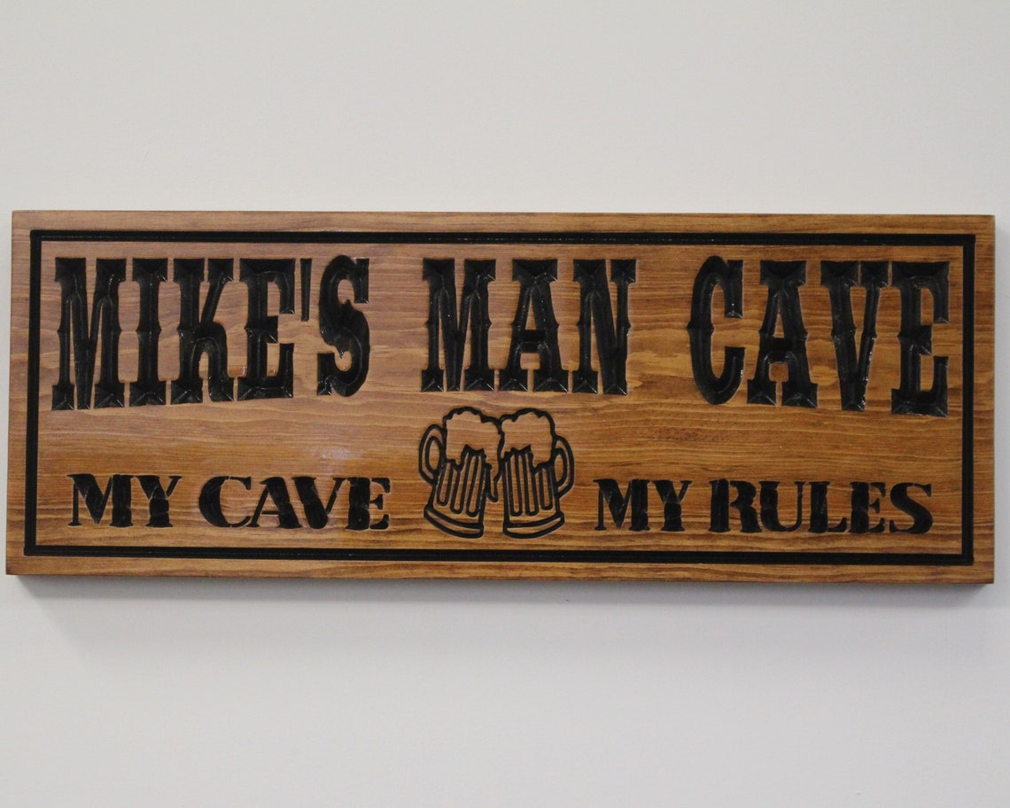 Man Cave Signspersonalized Man Cave Sign Decorcustom Bar Etsy