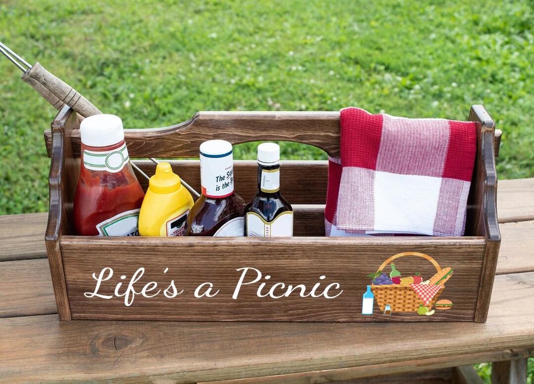 Life's a Picnic Tote Caddypicnic Caddyfood Etsy