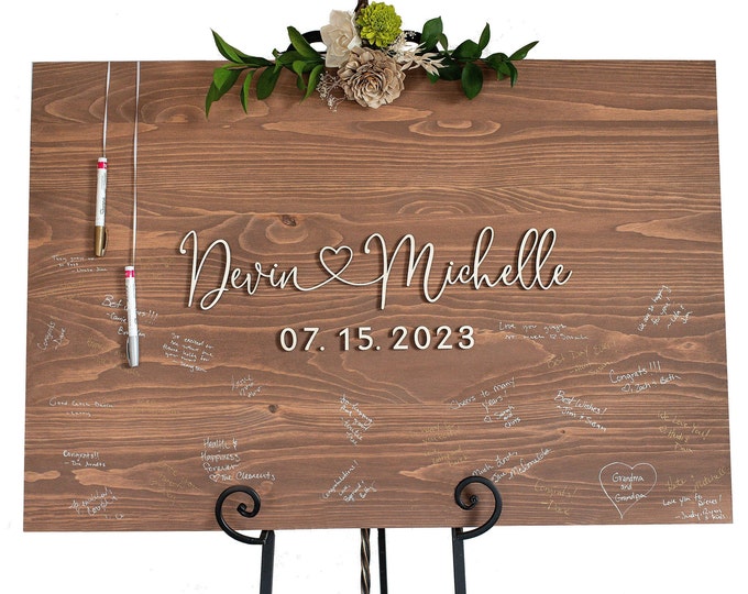 Rustic wedding guest book alternative wood-rustic guest book-custom wedding guest book-wedding guest signatures-guest book wall sign