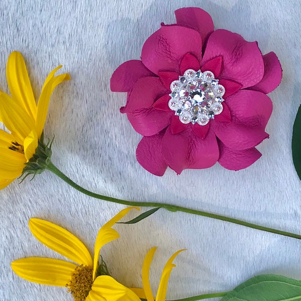 Pink leather flower concho