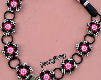 Pink and Black Checker Ring Breast Collar.