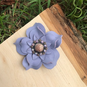 Lavender leather flower concho