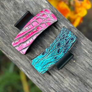 Leather Hair Claw Clip. Gator print claw clip. Western hair clip.
