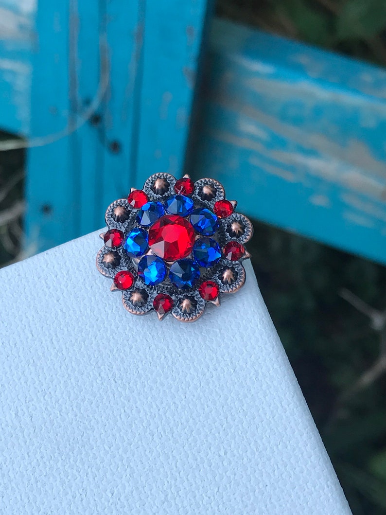 Red and Blue Swarovski Crystal Bling concho image 2