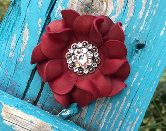 Rose Leather Flower Concho.