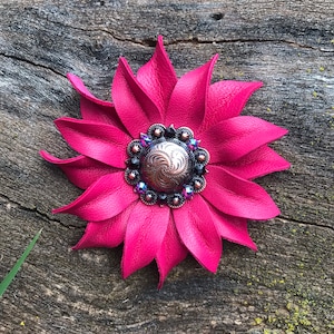 Hot Pink Sunflower Daisy Leather Flower Concho. Flower Concho - Etsy