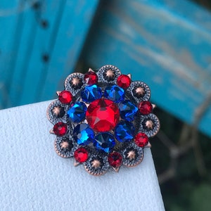 Red and Blue Swarovski Crystal Bling concho image 3