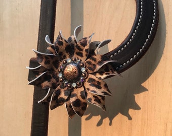 Cheetah Sunflower leather flower concho Leopard concho cheetah tack