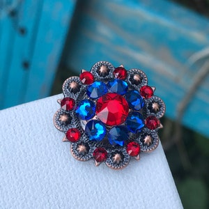 Red and Blue Swarovski Crystal Bling concho image 4