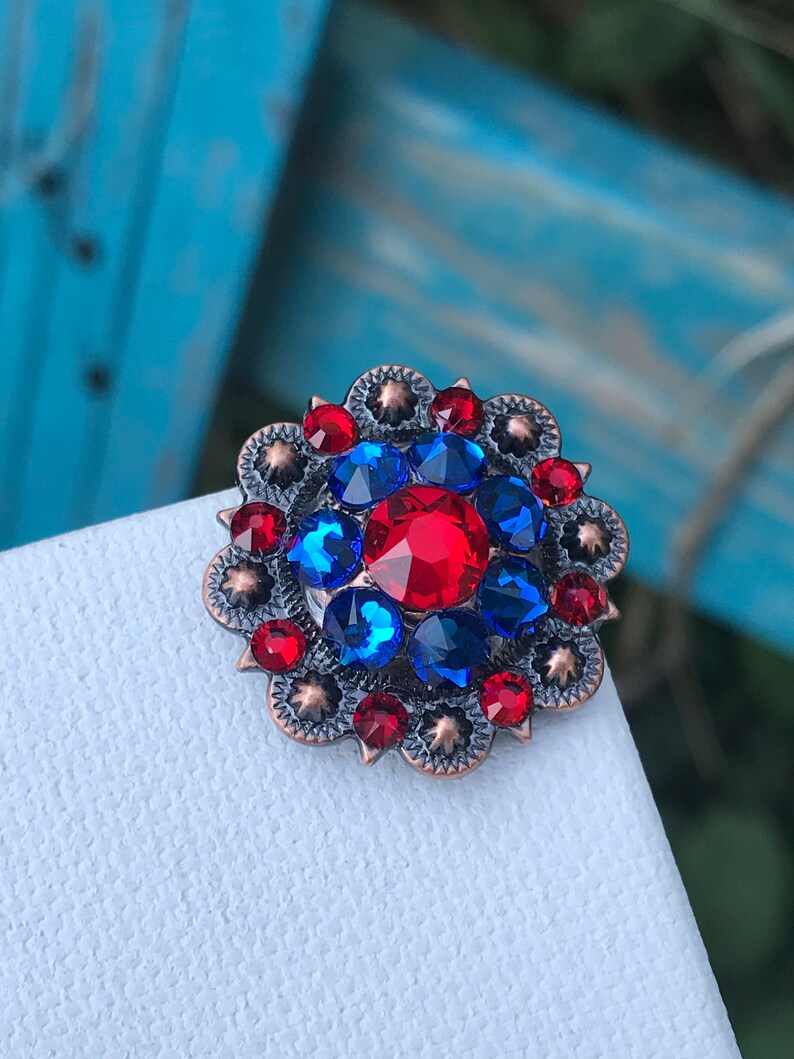 Red and Blue Swarovski Crystal Bling concho image 4