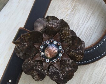 Copper Shimmer Leather Flower Concho