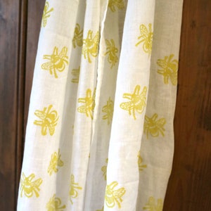 Bee Scarf Hand Printed Scarf Block Printed Organic Cotton Yellow Bumble Bee Gift Ideas Accessory Cotton Scarf Eco Scarf image 4