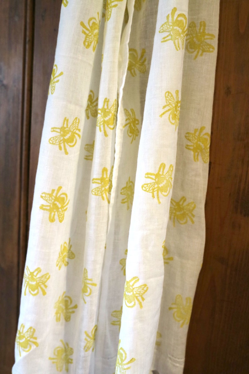 Bee Scarf Hand Printed Scarf Block Printed Organic Cotton Yellow Bumble Bee Gift Ideas Accessory Cotton Scarf Eco Scarf image 4