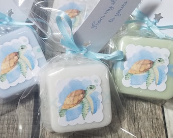 Sea turtle baby shower favors, ocean nautical soap favors