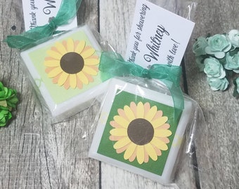 Sunflower wedding favors, bridal shower soap favor