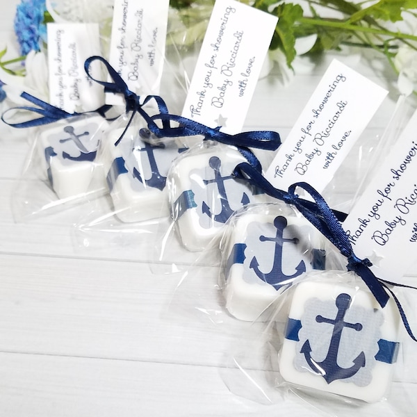 Mini nautical beach baby shower favors for guests, made with soap